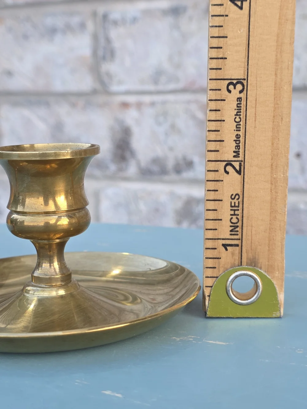 Vintage Brass Chamberstick Candle Holders Pair Finger Loop